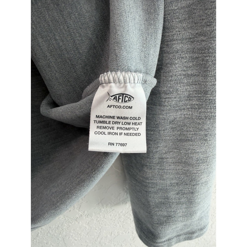 AFTCO Men's Gray 1/4 Zip Pullover Long Sleeve Mock Neck Fishing Shirt M - Picture 5 of 9